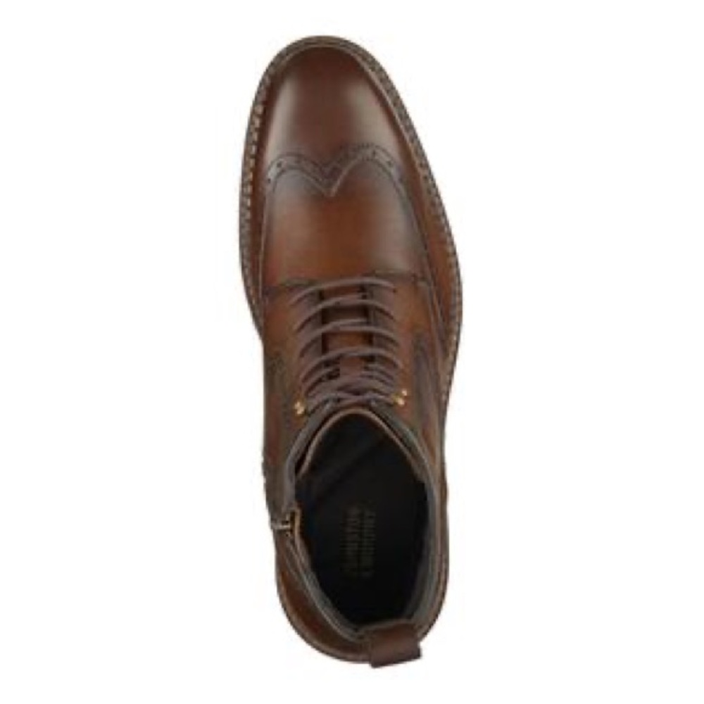 JOHNSTON & MURPHY Mens Brown Garrison Toe Block Heel Leather Boots Shoes…NEW sz8 - Picture 2 of 9